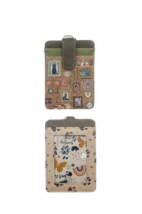 XK-15-A26 Porte-carte "Little Kat" synthétique tour de cou Sweet & Candy : couleur:Kaki (Khaki)