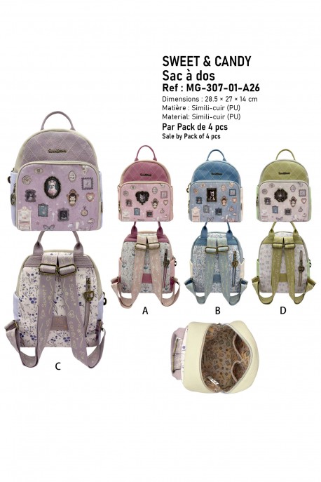 MG-307-01-A26 Sac à dos - Sweet & Candy : Motif:Pack de 4