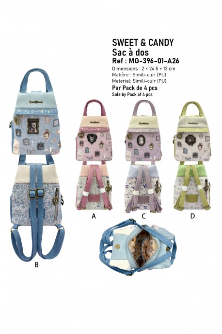 MG-396-01-A26 Sac à dos - Sweet & Candy : Motif:Pack de 4