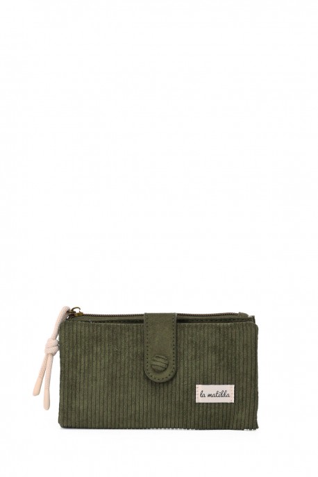 La Matilda - Portefeuille porte-monnaie en coton Pana Verde Oliva M123-83