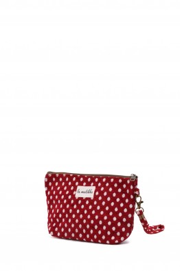 La Matilda - textile pouch makeup bag polka dot red M101-92