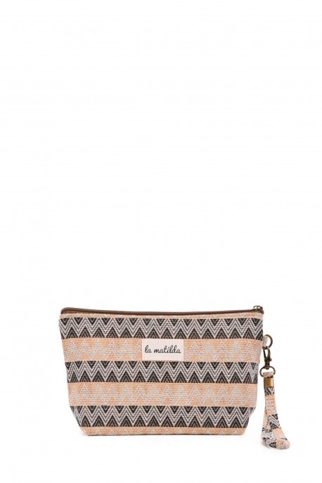 La Matilda - textile pouch makeup bag ZIGZAG DOBLE COLOR M101-114