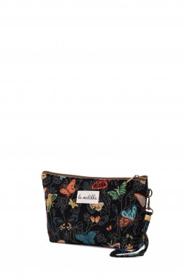 La Matilda - Pochette trousse maquillage textile MARIPOSAS NEGRO M101-115