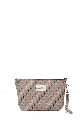 La Matilda - textile pouch makeup bag ROMBOS BEIGE M101-118