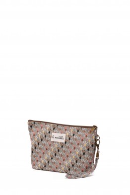 La Matilda - Pochette trousse maquillage textile ROMBOS BEIGE M101-118