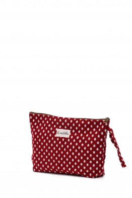 La Matilda - Large textile pouch makeup bag ROJO TOPOS M115-92