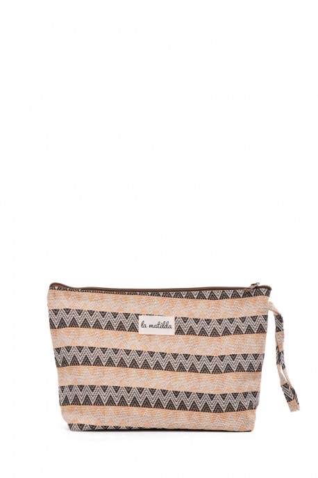 La Matilda - Grande Pochette trousse maquillage textile ZIGZAG DOBLE COLOR M115-114