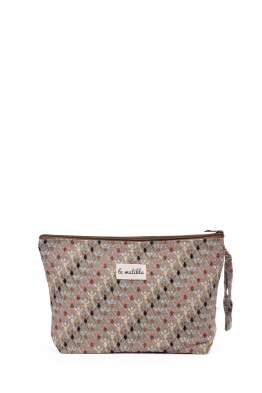 La Matilda - Grande Pochette trousse maquillage textile ROMBOS BEIGE M115-118