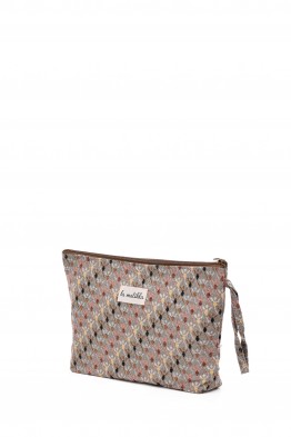 La Matilda - Large textile pouch makeup bag ROMBOS BEIGE M115-118