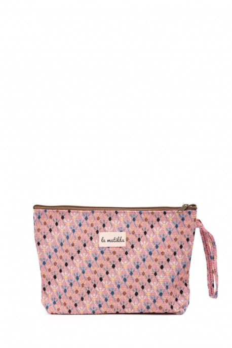 La Matilda - Grande Pochette trousse maquillage textile ROMBOS ROSA M115-119