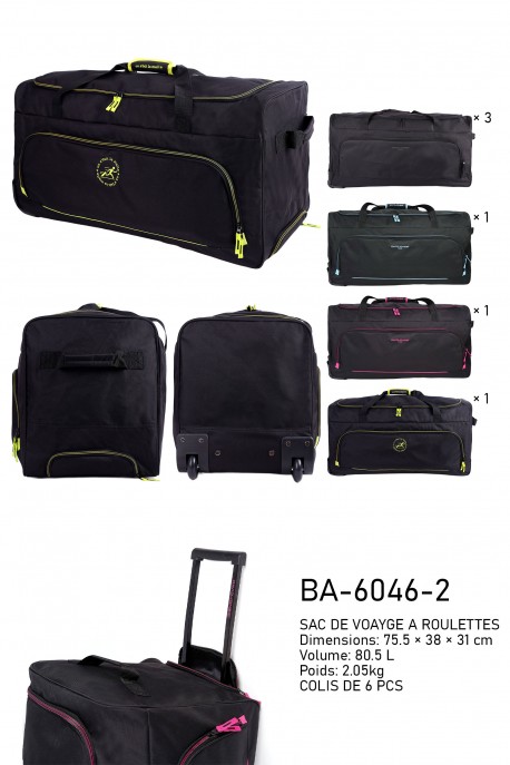 BA-6046-2 David Jones textile travel bag with wheels : colour:Pack of 6