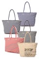 KJ5688 Striped canvas beach bag