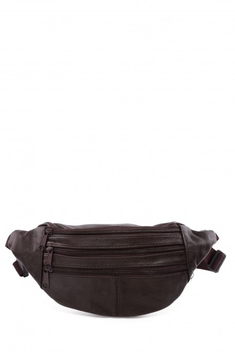 KJ88702 Split leather bum bag : colour:Marron fonc&eacute;