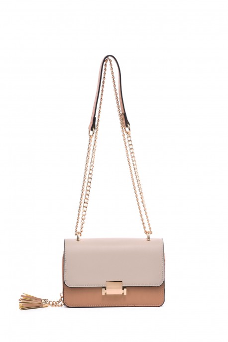 W61116 Flap handbag with sliding chain handle : colour:Khaki