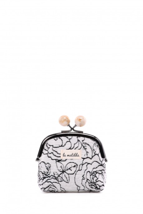 La Matilda - Cotton coin purse with clasp Rosa Negra M124-89