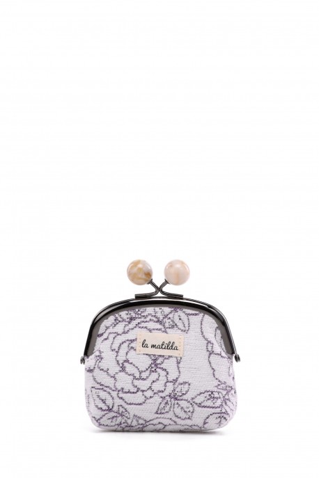 La Matilda - Cotton coin purse with clasp Rosa Violeta M124-90