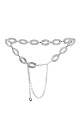 C-57077-SLV Decorative fancy metal dress belt - Oval rings with rhinestones