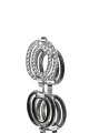 C-57077-SLV Decorative fancy metal dress belt - Oval rings with rhinestones