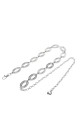 C-57077-SLV Decorative fancy metal dress belt - Oval rings with rhinestones