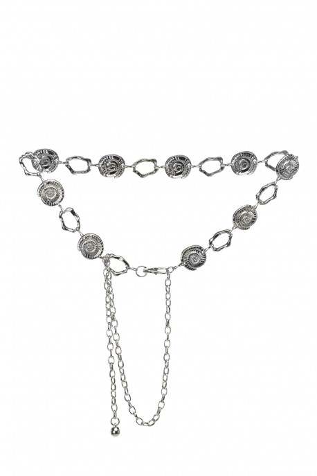 C-57090-SLV Decorative fancy metal dress belt - Sea-Shell