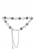 C-57090-SLV Decorative fancy metal dress belt - Sea-Shell