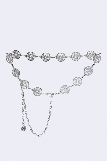 C-57097 Decorative fancy metal dress belt : colour:Silver
