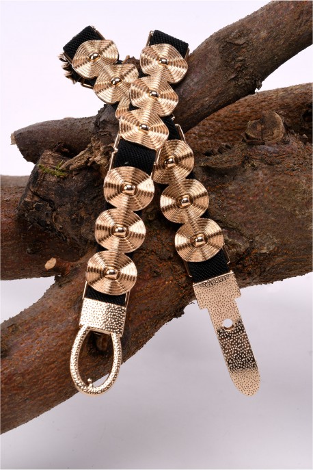 A55169 Decorative metal elastic dress belt : colour:Black