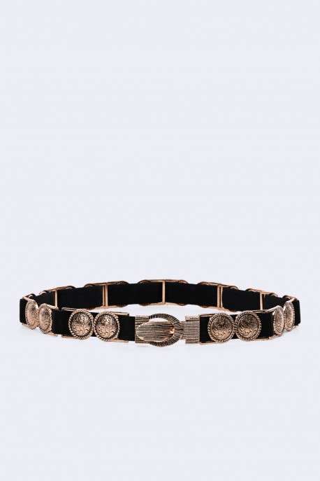 A55173 Decorative metal elastic dress belt : colour:Black