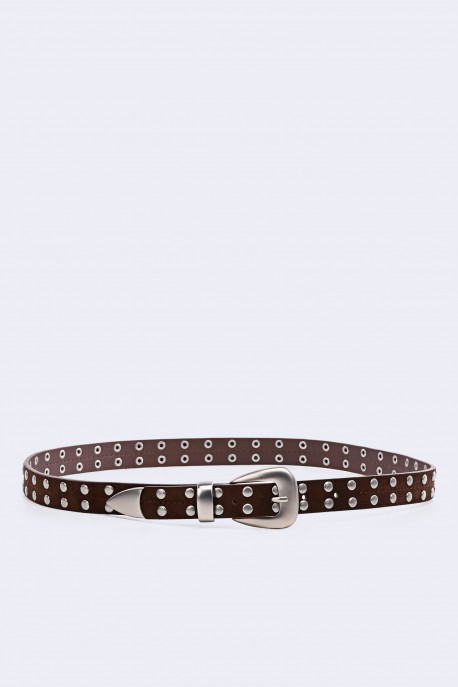 5718-77-BV Women's studded belt in split leather
