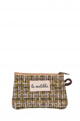La Matilda - Cotton coin purse TARTAN YELLOW M108-68