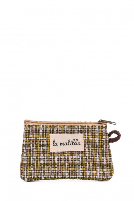 La Matilda - Cotton coin purse TARTAN YELLOW M108-68