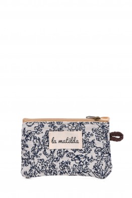 La Matilda - Cotton coin purse PATTERN D.BLUE M108-69