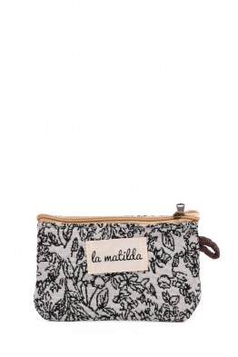 La Matilda - Cotton coin purse PATTERN BLACK M108-70