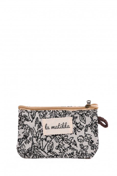 La Matilda - Cotton coin purse PATTERN BLACK M108-70