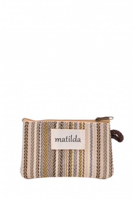 La Matilda - Pochette porte-monnaie en coton STRIPE BEIGE M108-72