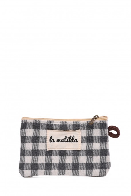 La Matilda - Pochette porte-monnaie en coton VICHY GRIS M108-97