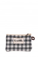 La Matilda - Pochette porte-monnaie en coton VICHY GRIS M108-97