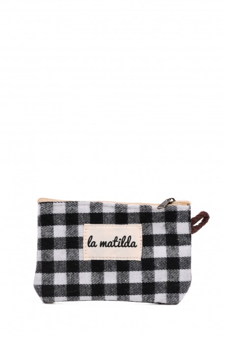 La Matilda - Pochette porte-monnaie en coton VICHY NOIR M108