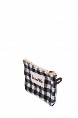 La Matilda - Pochette porte-monnaie en coton VICHY NOIR M108