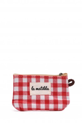 La Matilda - Pochette porte-monnaie en coton VICHY ROUGE M108