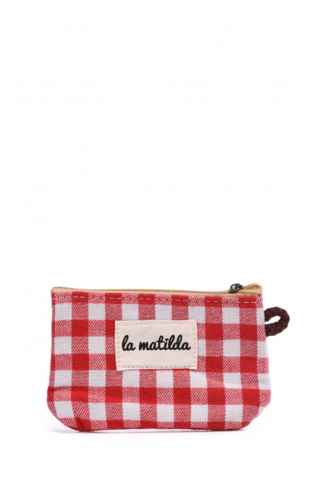 La Matilda - Pochette porte-monnaie en coton VICHY ROUGE M108