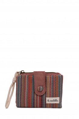 La Matilda - Porte-monnaie en coton - Stripe Rose M118-71