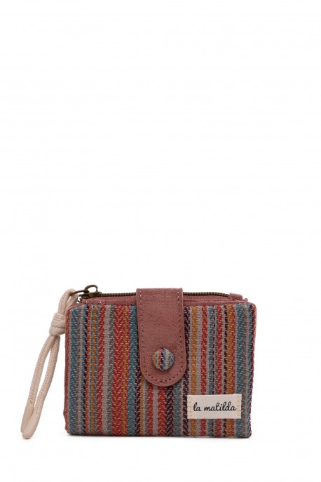 La Matilda - Porte-monnaie en coton - Stripe Rose M118-71