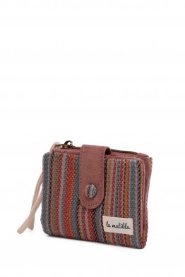 La Matilda - Porte-monnaie en coton - Stripe Rose M118-71