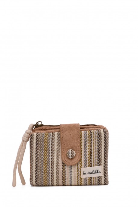 La Matilda - Porte-monnaie en coton - Stripe Beige M118-72