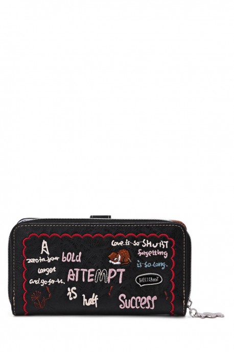 XH-01-26B Portefeuille porte-monnaie synthétique Sweet & Candy : couleur:Noir (Black)