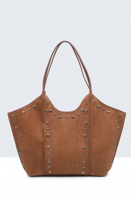 11156-BV Nubuck-textured shopping bag with studs