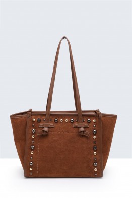 29072-BV Sac à main shopping texture nubuck avec clous