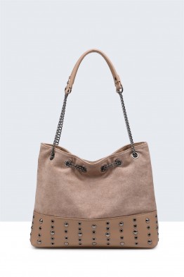 29080-BV Sac à main seau texture nubuck avec clous
