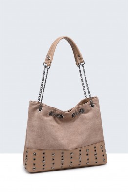 29080-BV Nubuck-textured bucket bag with studs